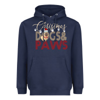 Navy Christmas Dogs Paws Heavyweight Hoodie - Bettercallsaul