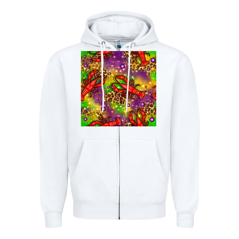 Mardi Gras Lobster Seamless Pattern Zipper Hoodie by BundleAndBundleShop | Teevron
