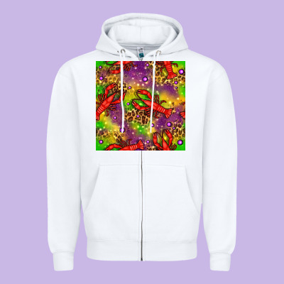 Mardi Gras Lobster Seamless Pattern Zipper Hoodie Designed By Bundleandbundleshop