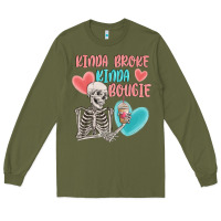 Army Green kinda broke kinda bougie Long Sleeve Tee - MaliasSmallBusiness