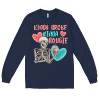 Navy kinda broke kinda bougie Long Sleeve Tee - MaliasSmallBusiness