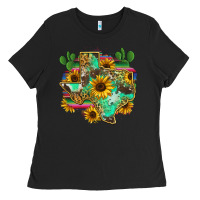 Black texas map Ladies Tee - Zillion Design Studio