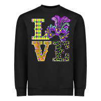 Black mardi gras love mask Heavyweight Sweatshirt - BarkalooDesign