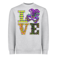 Heather Grey mardi gras love mask Heavyweight Sweatshirt - BarkalooDesign