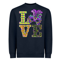 Navy mardi gras love mask Heavyweight Sweatshirt - BarkalooDesign