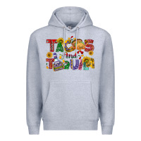 Heather Grey Tacos and tequila Premium Hoodie - NancyCooperArtShop
