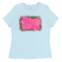 Baby Blue gemstone pink leopard background Ladies Tee - JahusDesignShop