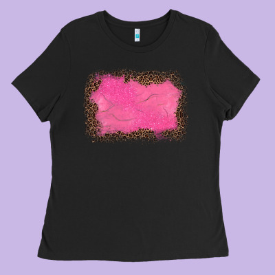 Gemstone Pink Leopard Background Ladies Tee Designed By Jahusdesignshop