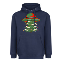 Navy Ufo Christmas Pine Tree Heavyweight Hoodie - Bettercallsaul