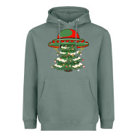 Sage Ufo Christmas Pine Tree Heavyweight Hoodie - Bettercallsaul