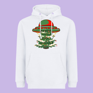 Ufo Christmas Pine Tree Heavyweight Hoodie Designed By Bettercallsaul