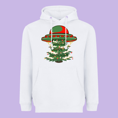Ufo Christmas Pine Tree Heavyweight Hoodie Designed By Bettercallsaul