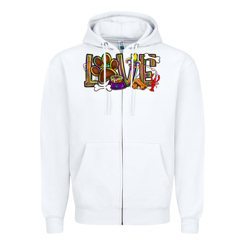 Mardi Gras Love Dog Paw Zipper Hoodie by BundleAndBundleShop | Teevron