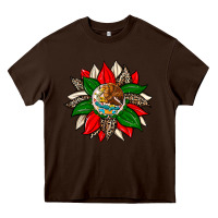 Chocolate Brown mexican flag sunflower Heavy Core Tee - Zillion Design Studio