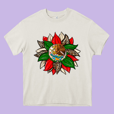 Mexican Flag Sunflower Heavy Core Tee Designed By Zillion Design Studio