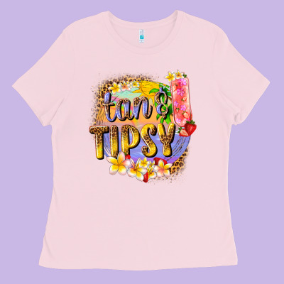 Tan Tipsy Summer Ladies Tee Designed By Texasbilliewilder