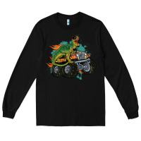 Black monster truck and t rex dinosaur Long Sleeve Tee - MaliasSmallBusiness