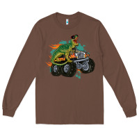 Chestnut monster truck and t rex dinosaur Long Sleeve Tee - MaliasSmallBusiness