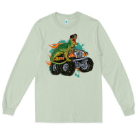 Matcha monster truck and t rex dinosaur Long Sleeve Tee - MaliasSmallBusiness