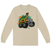Mushroom monster truck and t rex dinosaur Long Sleeve Tee - MaliasSmallBusiness