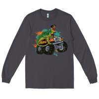 Smoke monster truck and t rex dinosaur Long Sleeve Tee - MaliasSmallBusiness