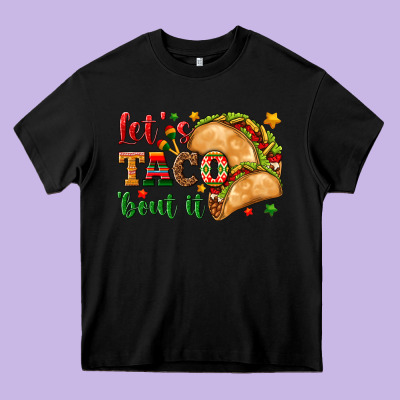 Let's Taco 'bout It Heavy Core Tee Designed By Texasbilliewilder
