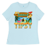 Baby Blue tanned and tipsy Ladies Tee - texasbilliewilder