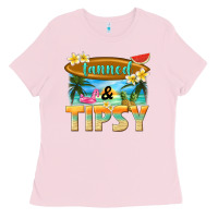 Bubblegum Pink tanned and tipsy Ladies Tee - texasbilliewilder