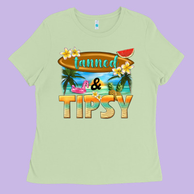 Tanned And Tipsy Ladies Tee Designed By Texasbilliewilder