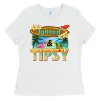 White tanned and tipsy Ladies Tee - texasbilliewilder