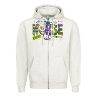 Oatmeal Heather Mardi Gras nurse Zipper Hoodie - BundleAndBundleShop