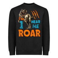 Black i'm one hear me roar dinosaur birthday Heavyweight Sweatshirt - LillyAllenDesigns