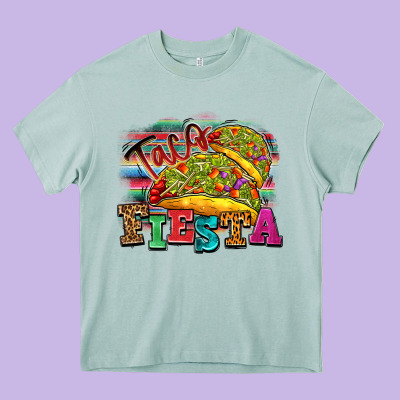 Taco Fiesta Heavy Core Tee Designed By Texasbilliewilder