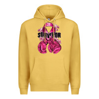 Antique Gold Survivor Breast Cancer with boxing gloves Premium Hoodie - NancyCooperArtShop