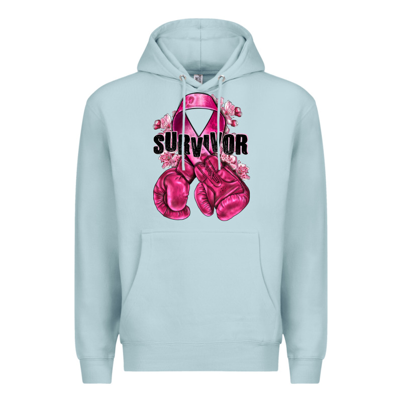 Survivor Breast Cancer With Boxing Gloves Premium Hoodie by NancyCooperArtShop | Teevron