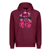 Burgundy Survivor Breast Cancer with boxing gloves Premium Hoodie - NancyCooperArtShop