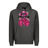 Charcoal Heather Survivor Breast Cancer with boxing gloves Premium Hoodie - NancyCooperArtShop