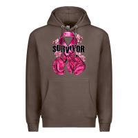 Coffee Survivor Breast Cancer with boxing gloves Premium Hoodie - NancyCooperArtShop
