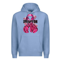 Colony Blue Survivor Breast Cancer with boxing gloves Premium Hoodie - NancyCooperArtShop