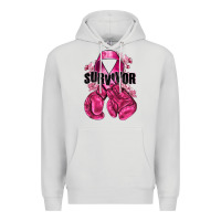 Dove Grey Survivor Breast Cancer with boxing gloves Premium Hoodie - NancyCooperArtShop