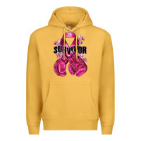 Mustard Survivor Breast Cancer with boxing gloves Premium Hoodie - NancyCooperArtShop