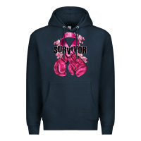 Navy Survivor Breast Cancer with boxing gloves Premium Hoodie - NancyCooperArtShop