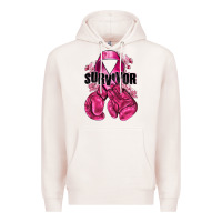 Pale Pink Survivor Breast Cancer with boxing gloves Premium Hoodie - NancyCooperArtShop