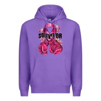 Purple Survivor Breast Cancer with boxing gloves Premium Hoodie - NancyCooperArtShop