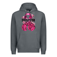 Rock Survivor Breast Cancer with boxing gloves Premium Hoodie - NancyCooperArtShop