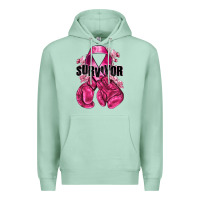 Seafoam Survivor Breast Cancer with boxing gloves Premium Hoodie - NancyCooperArtShop