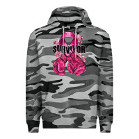 Slate Camo Survivor Breast Cancer with boxing gloves Premium Hoodie - NancyCooperArtShop
