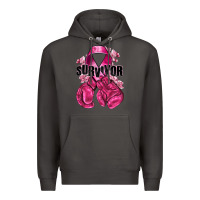 Smoke Survivor Breast Cancer with boxing gloves Premium Hoodie - NancyCooperArtShop