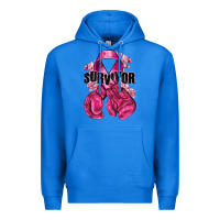 True Royal Survivor Breast Cancer with boxing gloves Premium Hoodie - NancyCooperArtShop