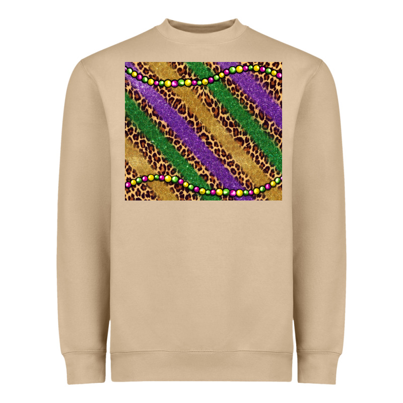 Mardi Gras Leopard Glitter Bead Heavyweight Sweatshirt by BarkalooDesign | Teevron